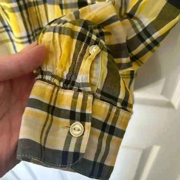 Lauren Jeans Co. Ralph Lauren Button Down Shirt Yellow Plaid size medium. - Picture 4 of 9